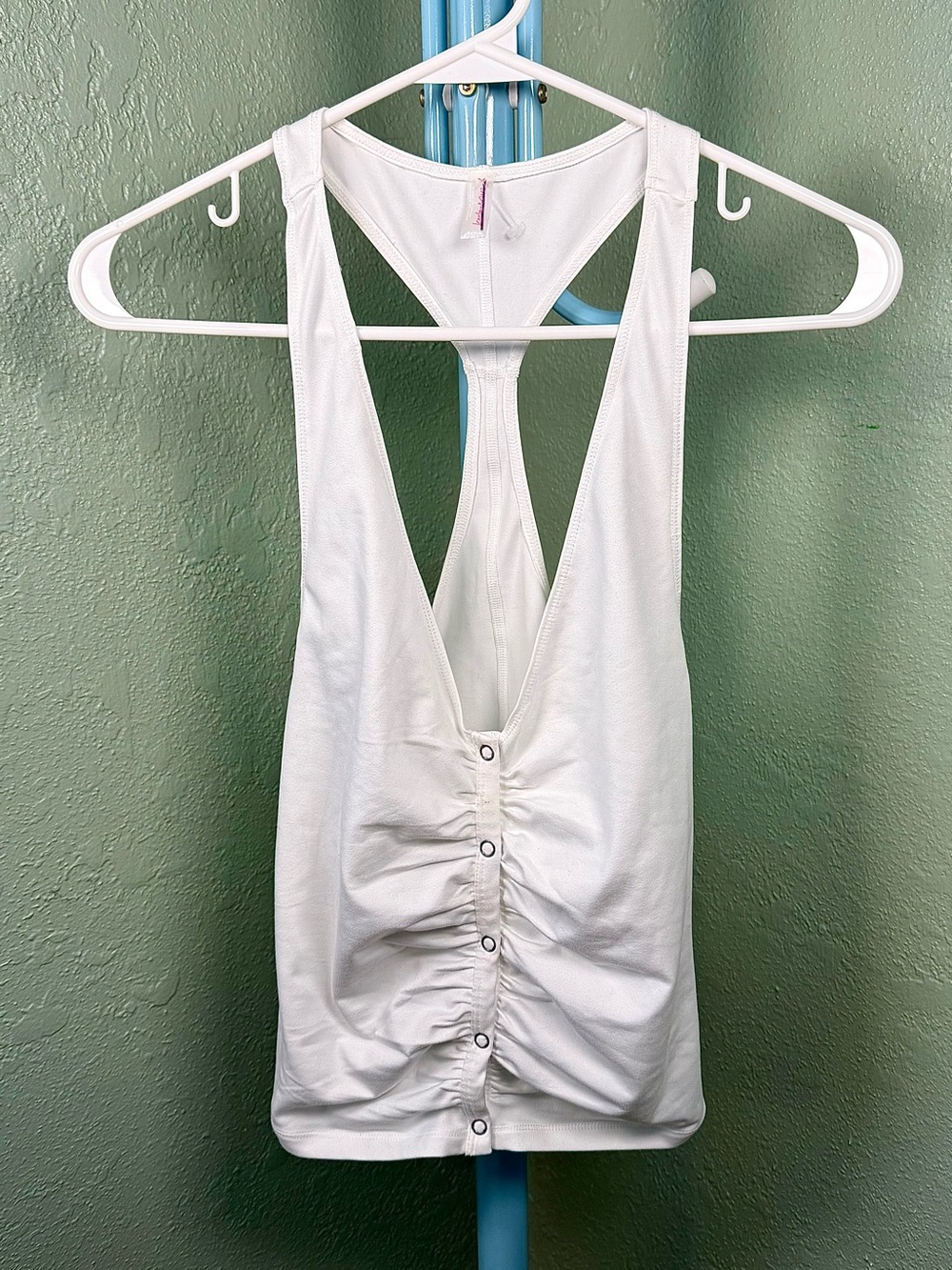 Free People Movement White Ruched Front Racerback Tank Top